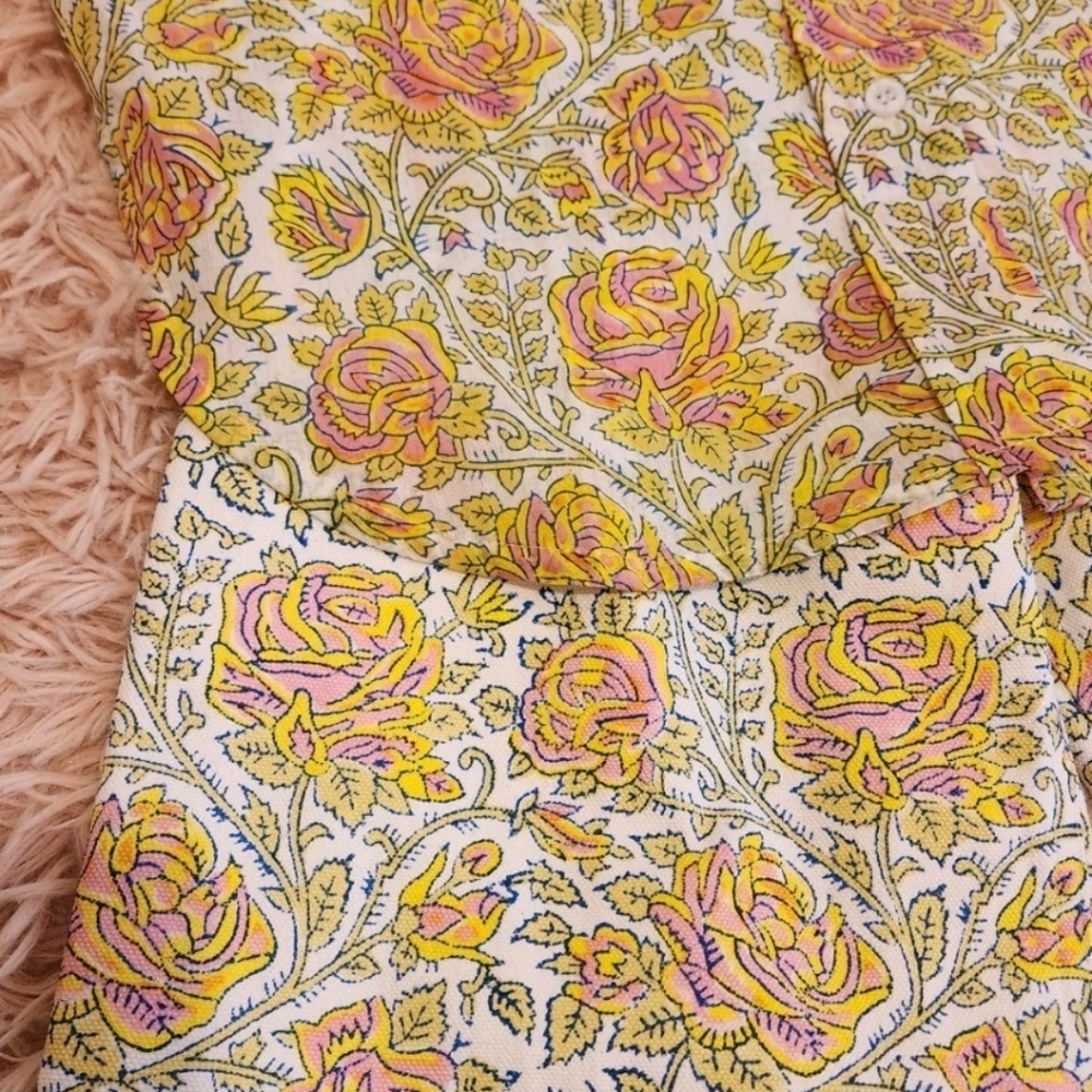 SZ BLOCKPRINTS x J CREW Floral Disco Pants & Shirt Set XS - Picture 3 of 16